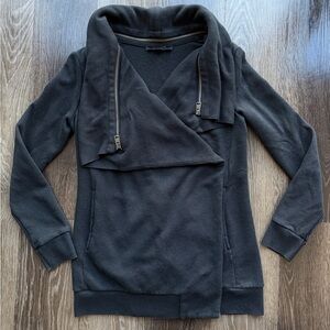 Allsaints Women's Dahlia Open Cardigan Sweatshirt Zip Collar Black size XS